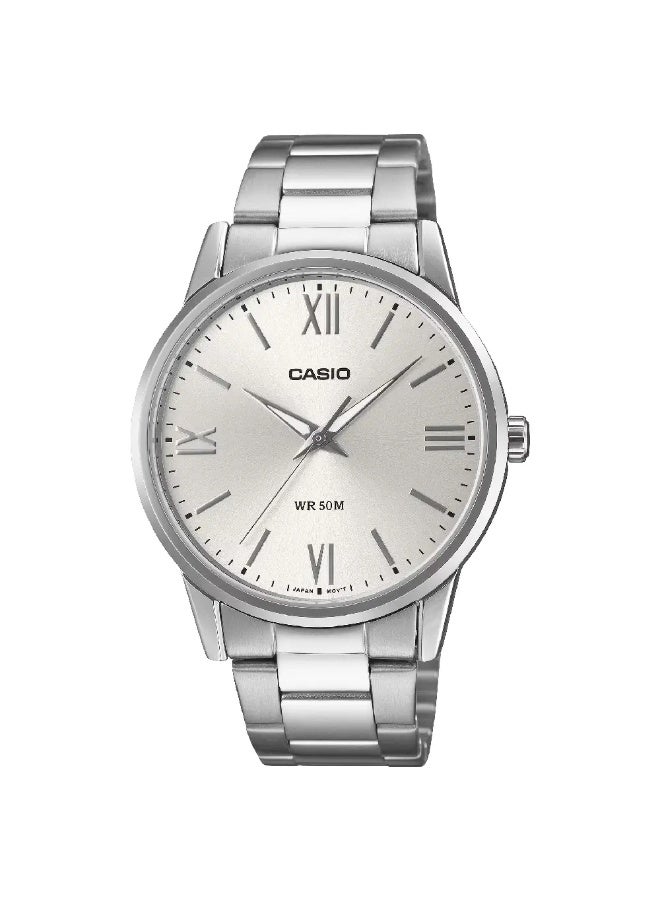 كاسيو Analog Men’s Watch MTP‑1303DD‑7A,  40 mm Silver Dial, Silver Stainless Steel Bracelet, 50 m WR - Image 1